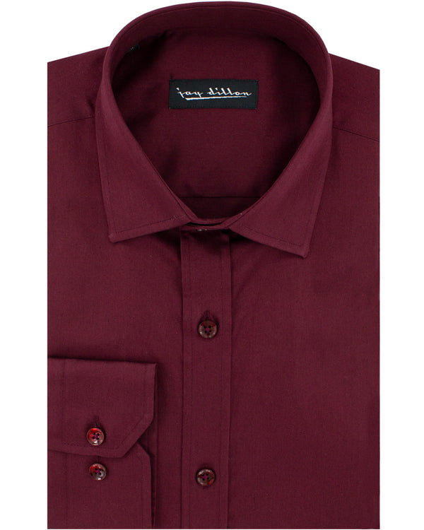 Burgundy Cotton Sateen Shirt